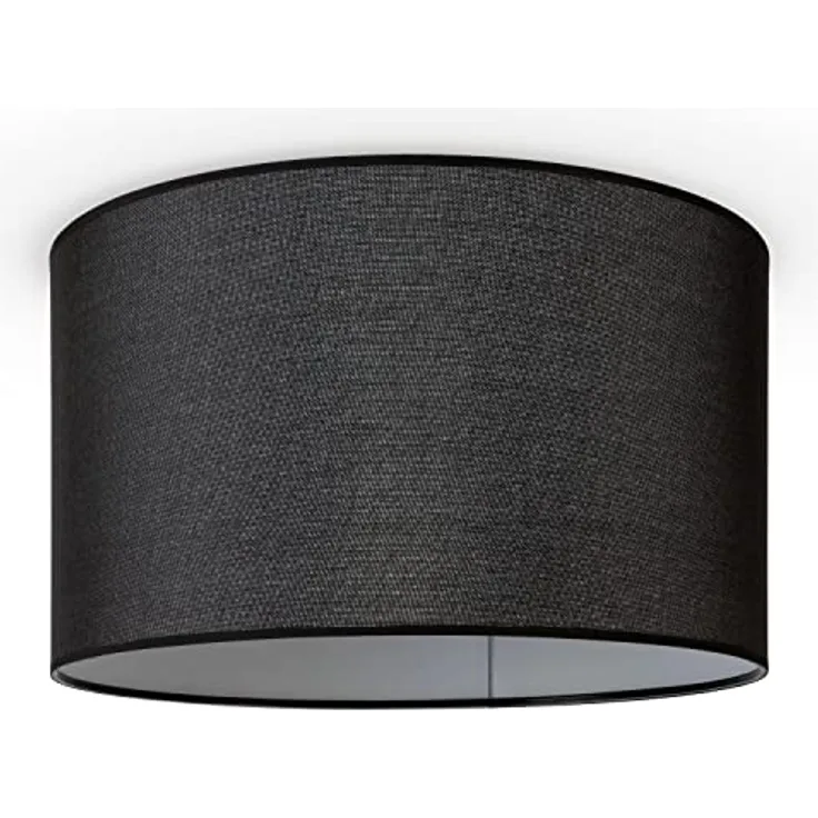 Paco Home Deckenleuchte Stoff Modern Rund E27 Uni, Weiß/Schwarz