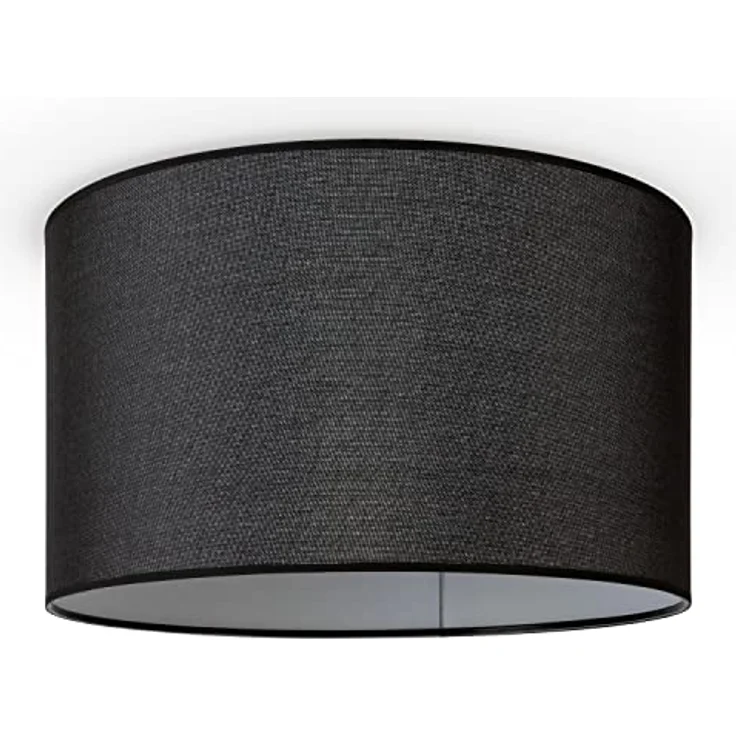 Paco Home Deckenleuchte Stoff Modern Rund E27 Uni, Weiß/Schwarz – Bild 1