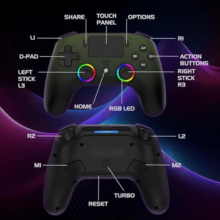 Subsonic SA5716-3, Gaming Controller für PC und PS5, Grün, mit LED-Beleuchtung und programmierbaren M1- und M2-Tasten – Bild 7