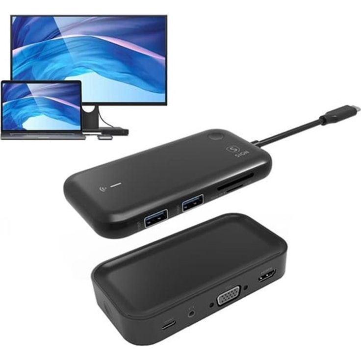 SiGN USB-C Hub + Bluetooth Receiver, 10W Power, 1080P Auflösung, Schwarz
