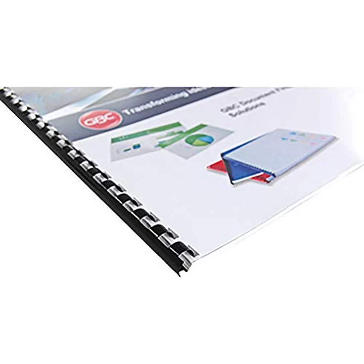 GBC 4028600 Binderücken Plastik, A4, 21 Ringe, 16 mm, 145 Blatt, 100 Stück, schwarz - Flexibel, robust, und vielseitig für effizientes Selbstbinden – Bild 4
