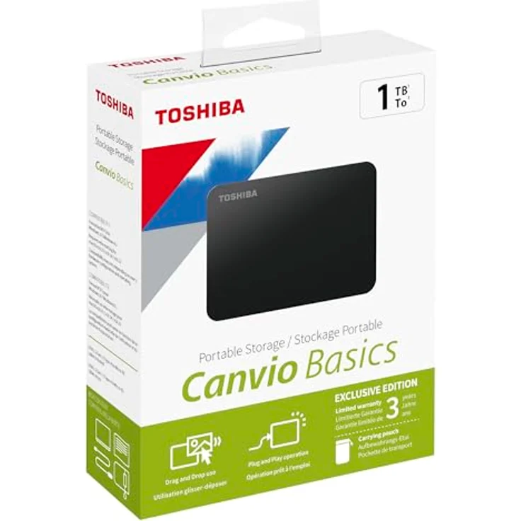 Toshiba CANVIO BASICS EXCL 1TB BLACK (1000 GB), Externe SSD, Schwarz – Bild 2