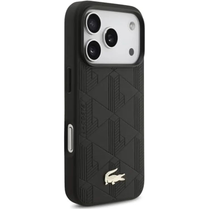 Lacoste Hardcase Monogramme Gold Logo MagSafe (LCHMP17LPNOK), PU-Leder Smartphone Hülle für iPhone 17 Pro, Schwarz mit exklusivem Design und Kratzschutz – Bild 4