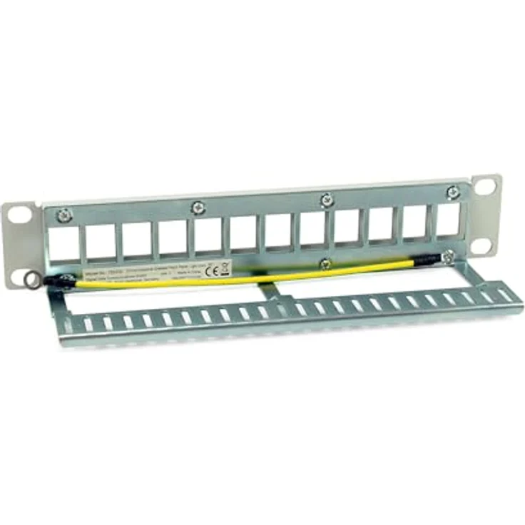 Equip 769330 12-Port Keystone geschirmtes Patchpanel, 10" in Hellgrau, robuster Stahl, inkl. Haltestange – Bild 2