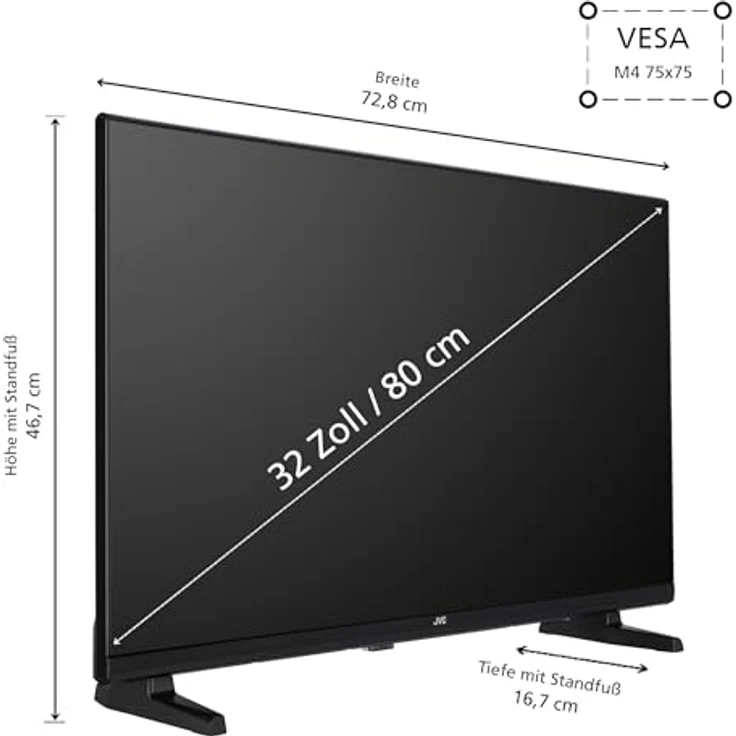 JVC 32 Zoll Fernseher Android TV (HD-Ready Smart TV, HDR, Triple-Tuner, Google Play Store) LT-32VAH3355 [2024] – Bild 2