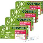 COSMEA Bio Tampons aus 100% Bio Baumwolle, Vorteilspack 4er Pack, sichere Damenhygiene im Einklang mit der Natur (Mini) - Hautfreundlich und nachhaltig, Made in Germany