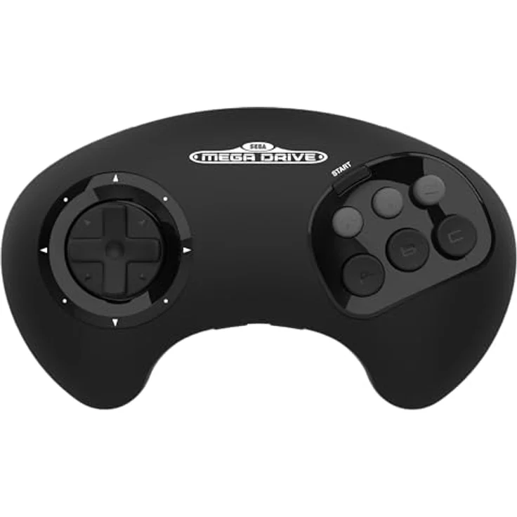Retro-Bit BIG6, 2.4 GHz SEGA Mega Drive Wireless Arcade Controller Pad, kompatibel mit SEGA Mega Drive Original/Mini, Switch, PC & Mac, schwarz, wiederaufladbarer 500mAh Akku – Bild 2