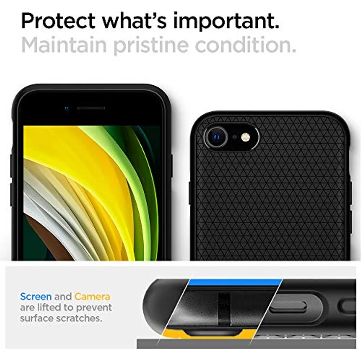 Spigen Liquid Air Kompatibel mit iPhone SE 2020 Hülle, iPhone 8 Hülle Muster Design Handyhülle Schutzhülle Case Schwarz 042CS20511 – Bild 6