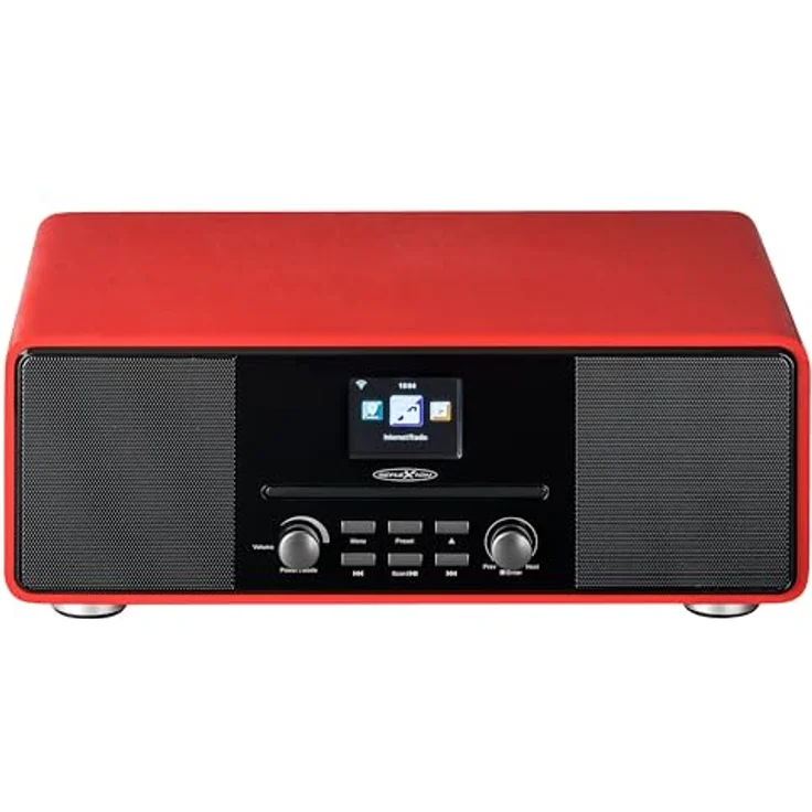 Reflexion HRA19INT DAB- und Internetradio mit CD-Player und Radiowecker (UKW, DAB, DAB+, Bluetooth, AUX-Eingang, Kopfhöreranschluss, Fernbedienung), rot – Bild 2