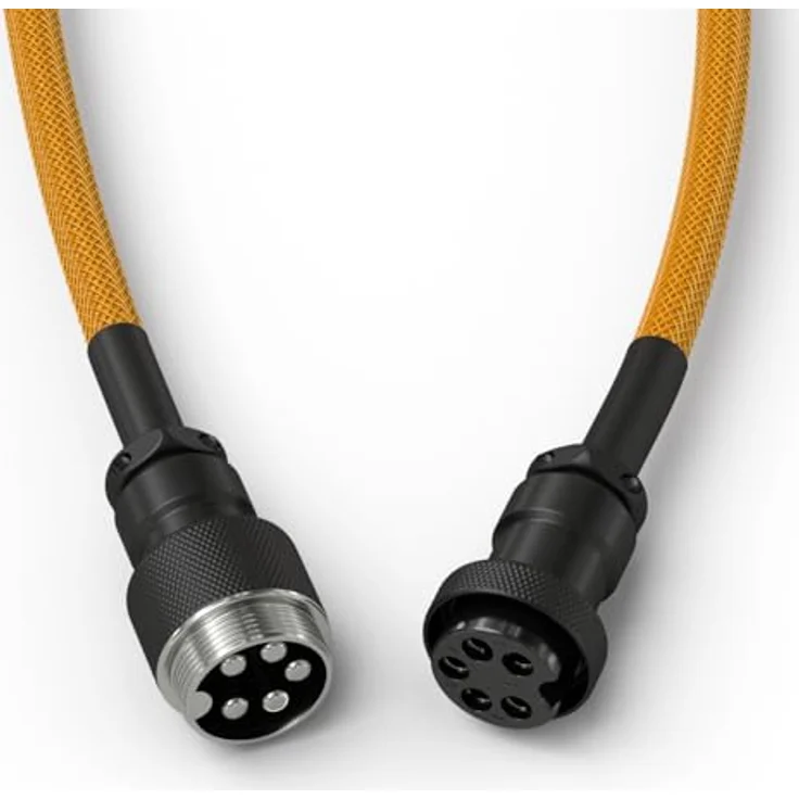 Glorious Gaming Premium Coiled Keyboard Cable - Vergoldetes USB-A (PC) auf USB-C (Tastatur), doppelt geflochtene Ummantelung, 5-poliger Aviator-Stecker Gold, in Rot – Bild 5