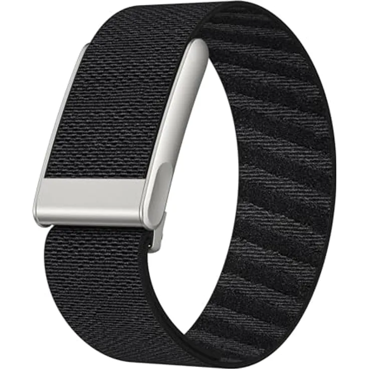 Wigento Smartwatch-Armband Nylon für Whoop 5.0, elastisch und verstellbar, schwarz, Zinklegierung