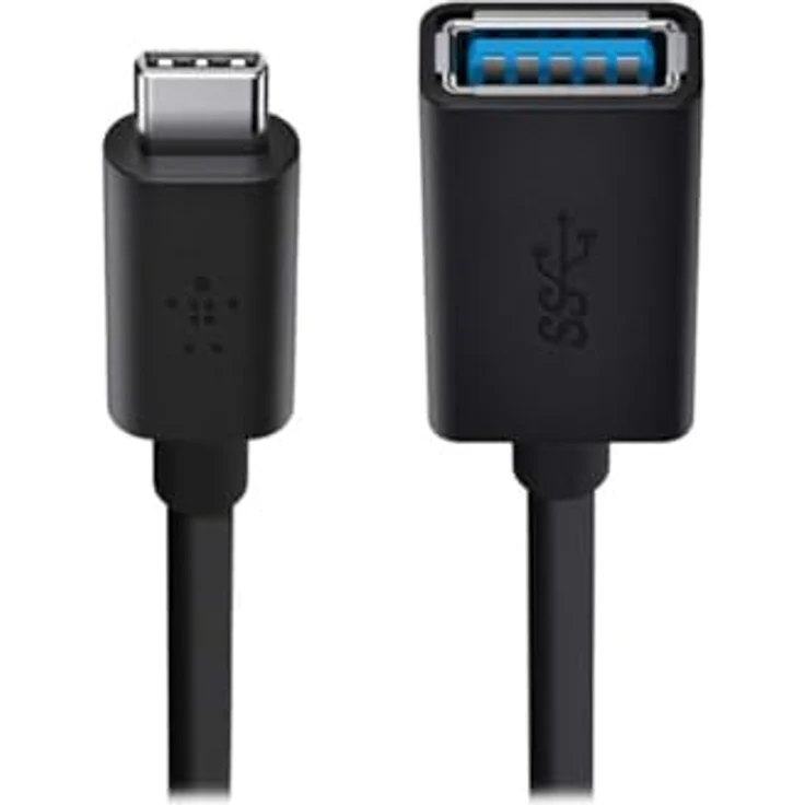 Belkin - USB-Adapter - 24-Pin-USB Typ C (M) - 9-polig USB Typ A (W) - 12,7 cm (USB3.0) - Schwarz (F2CU036BTBLK) – Bild 3