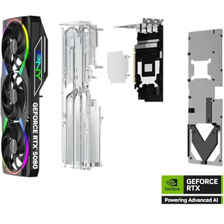 PNY GeForce RTX 5080 Epic-X OC, 16384 MB GDDR7 Next-Gen-Grafikkarte mit Triple-Fan-Kühlerdesign, RGB-LED-Beleuchtung – Bild 7