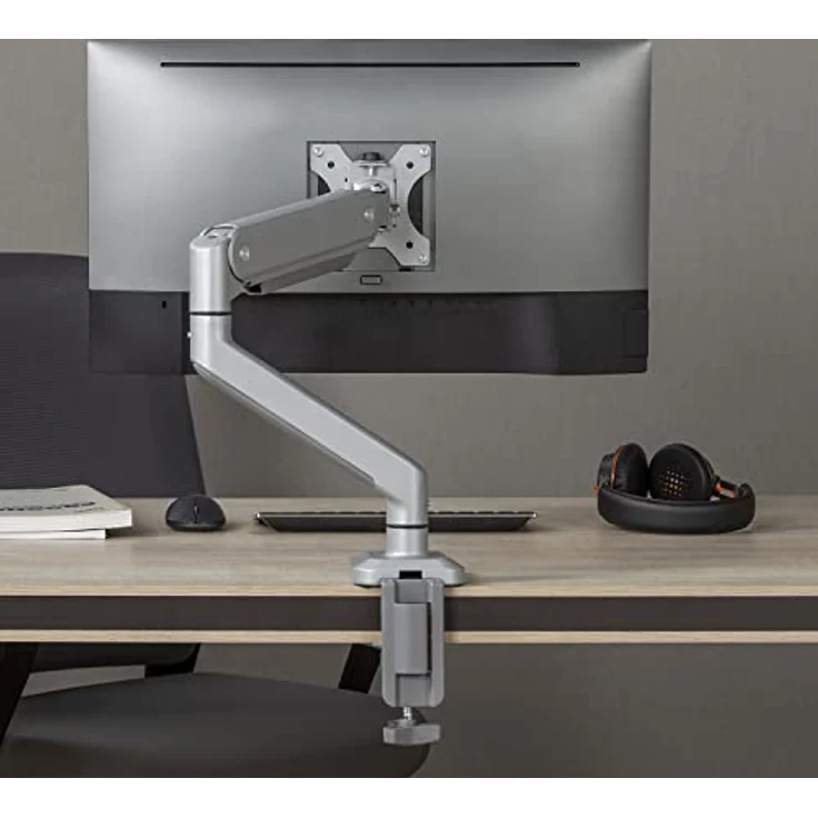 Ergo Office ER-447 1-Fach Monitorhalterung mit Gasfeder 17"-32" Doppelarm Tischhalterung Monitorarm Schwenkbar Neigbar Drehbar VESA 75x75 100x100 bis 10kg Aluminium – Bild 2