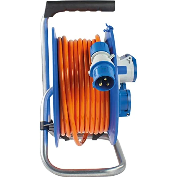 as -Schwabe Camping CEE-Camping-Kabeltrommel + 25 m Polyurethanleitung, Schutzkontaktstecker 230V/ 16A + powerlight, 2 Schutzkontakt-Steckdosen + 1 CEE-Steckdose 3-polig + Klappdeckel, IP44 I 10170 – Bild 2