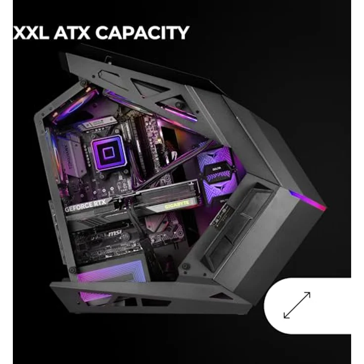 MARSGAMING MC-TITAN, XXL ATX Gaming Case, ARGB-Frontbeleuchtung, Fernbedienung, Schwarz – Bild 2