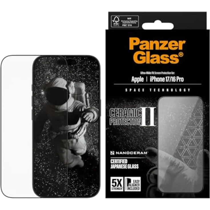 PanzerGlass Ceramic II Displayschutzfolie - Ultra Wide Fit für Apple iPhone 17, transparent, hohe Kratzfestigkeit – Bild 2