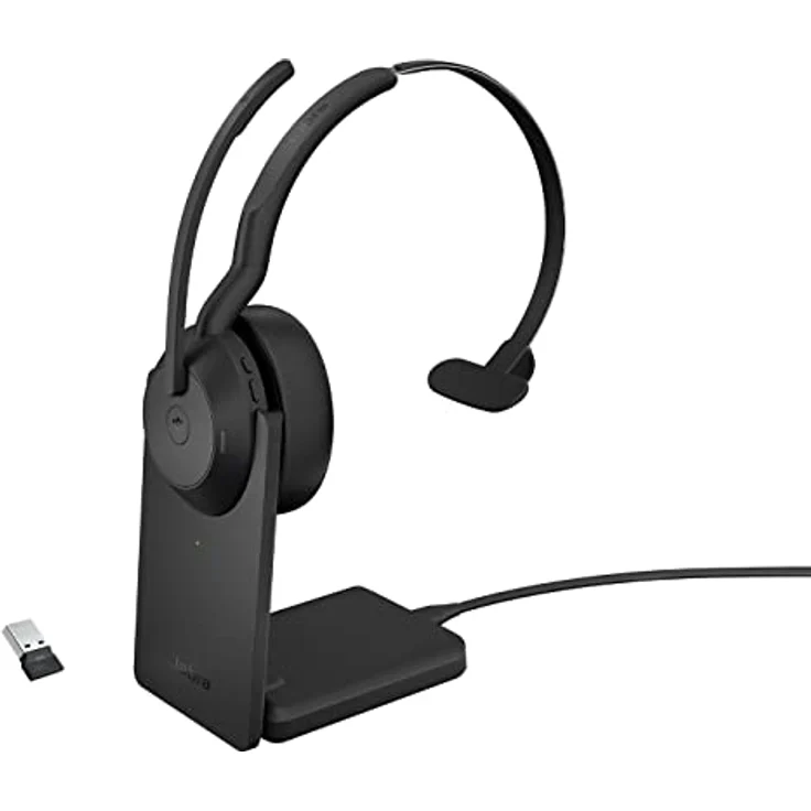 Jabra Evolve2 55 - schnurloses Mono-Headset mit Ladestation und Jabra Air Comfort - Mikrofone mit Geräuschunterdrückung und ANC, für MS Teams zertifiziert, mit anderen Plattformen kompatibel - Schwarz – Bild 1
