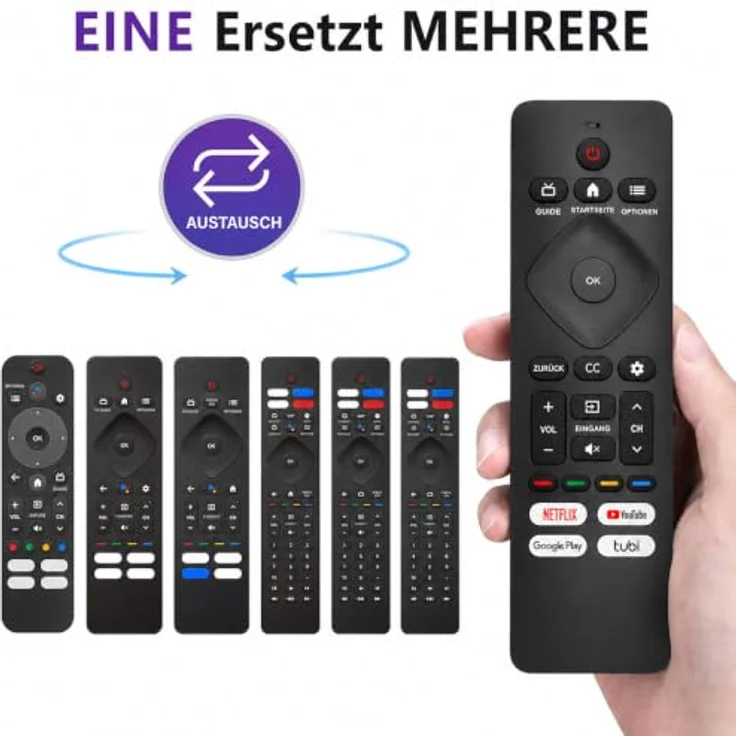 Mycotech Fernbedienung für Philips Smart TVs, kompatibel mit Google TVs und Android TVs, sofort einsatzbereit mit Direktwahltasten für Netflix und YouTube – Bild 3