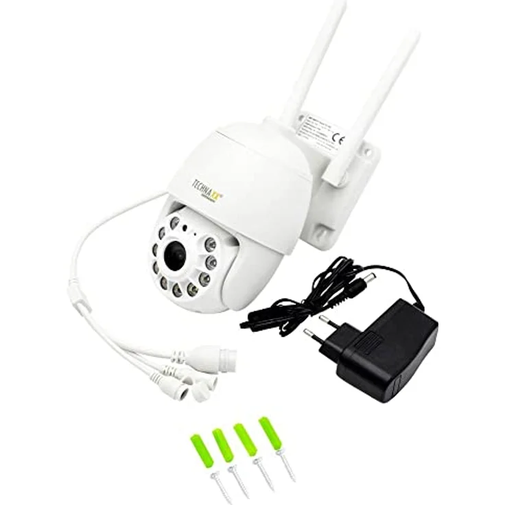 Technaxx FullHD Aussen Überwachungskamera IP66 mit Bewegungsmelder bis zu 15 m, FullHD-Videoauflösung, Nachtsicht IR, Rotationswinkel 355° & 90° - 3MP WiFi PT Dome Kamera TX-192 – Bild 1