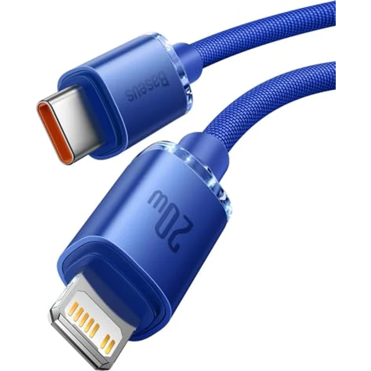 Baseus Crystal Shine Series USB-C auf Lightning Kabel, 20W Schnelllade- und Datenübertragungskabel, 2m, blau – Bild 2
