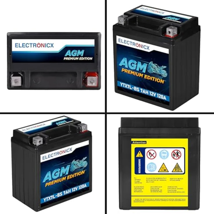 Electronicx AGM-YTX7L-BS Motorradbatterie 7Ah 12V, wartungsfrei, rüttelfest, auslaufsicher für Motorrad, Roller, Quad und ATV – Bild 9