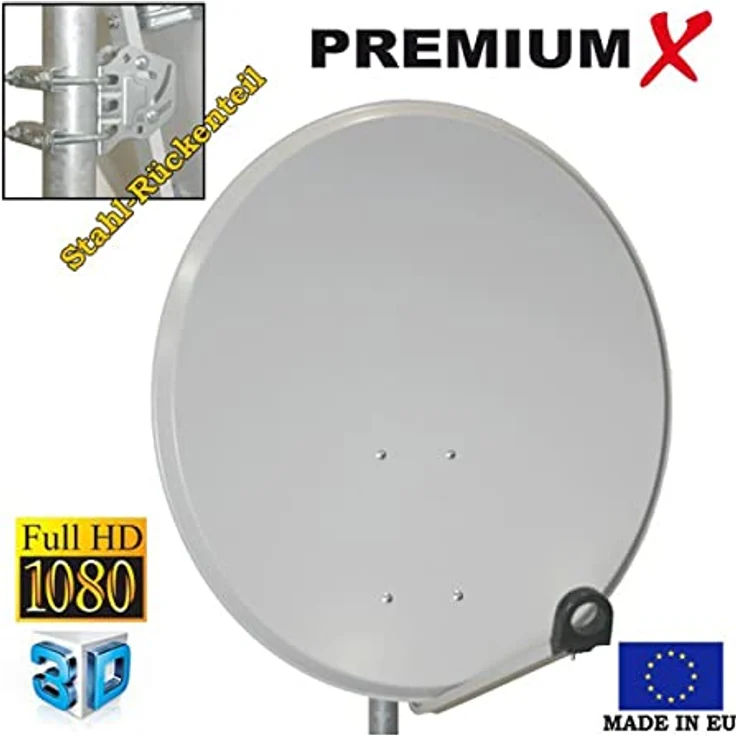 Premium X Satelliten-Komplettanlage 4 Teilnehmer 60cm Antenne Hellgrau Quad LNB 50m Kabel 4x HD TV SAT-Receiver HDMI-Kabel – Bild 4