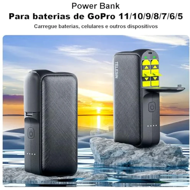 TELESIN Ladegerät + Power Bank für GoPro Hero 11/10/9 GP-PB-001 – Bild 2