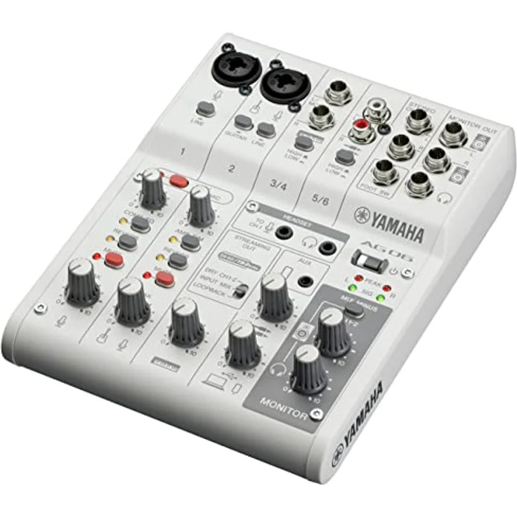 Yamaha AG06MK2 6-Kanal-Live-Streaming Mischpult mit USB-Audio-Interface – Für Windows, Mac, iOS und Android – In Weiß – Bild 1
