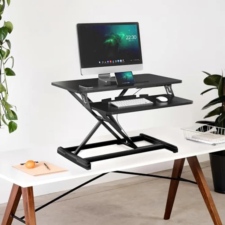 SVITA BUSAN Schreibtischaufsatz Höhenverstellbar Monitorerhöhung Steh-Arbeitsplatz Schreibtischerhöhung Schwarz – Bild 3