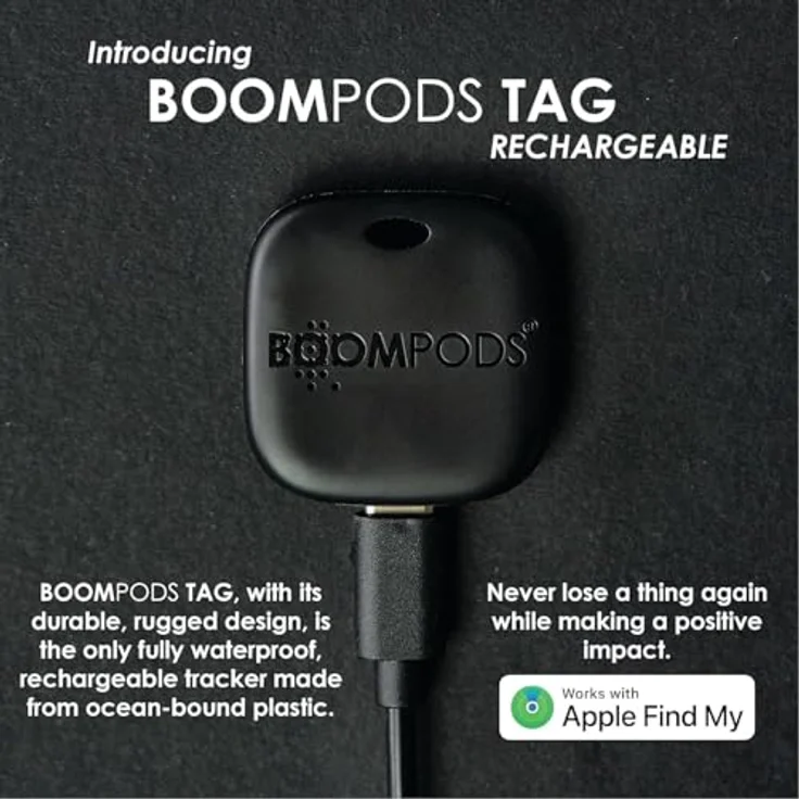 Boompods Boomtag Rechargeable Duo Pack, Tracker mit Wasserdichtigkeit IPX7 und bis zu 6 Monate Akkulaufzeit, Blau & Schwarz (iOS) – Bild 2