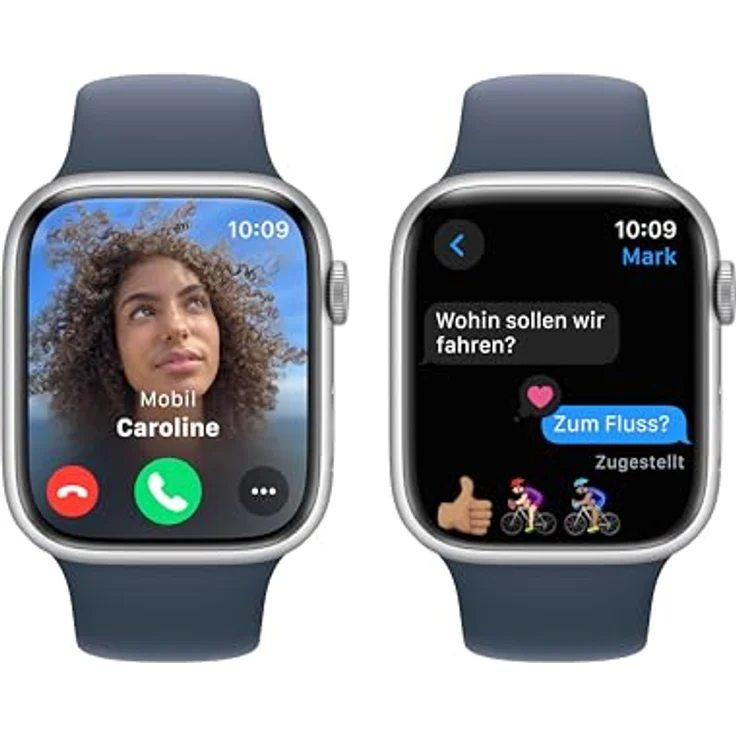 Apple Watch Series 9 GPS, 45 mm Aluminiumgehäuse Silber, Sportarmband Sturmblau – M/L – Bild 4