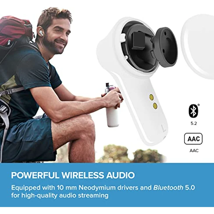 CREATIVE Zen Air Leichte, schweißbeständige True-Wireless In-Ear-Kopfhörer mit aktiver Geräuschunterdrückung, Bluetooth 5.0, IPX4, bis zu 6 Stunden pro Aufladung und 18 Stunden Gesamtspielzeit – Bild 5