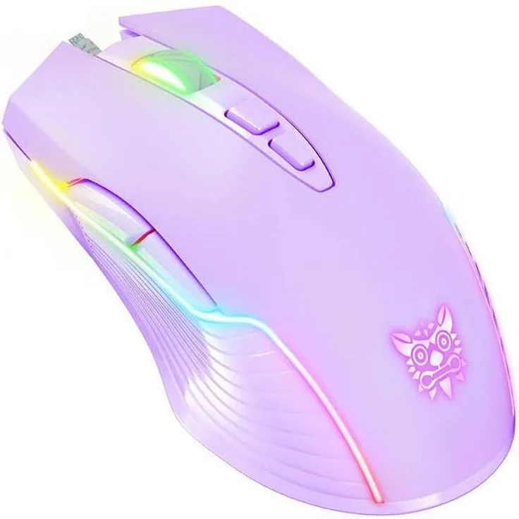Onikuma CW905 RGB Kabelgebundene Gaming Maus, Violett, 6 DPI-Stufen, Ergonomisches Design, 7 programmierbare Tasten, RGB-Beleuchtung