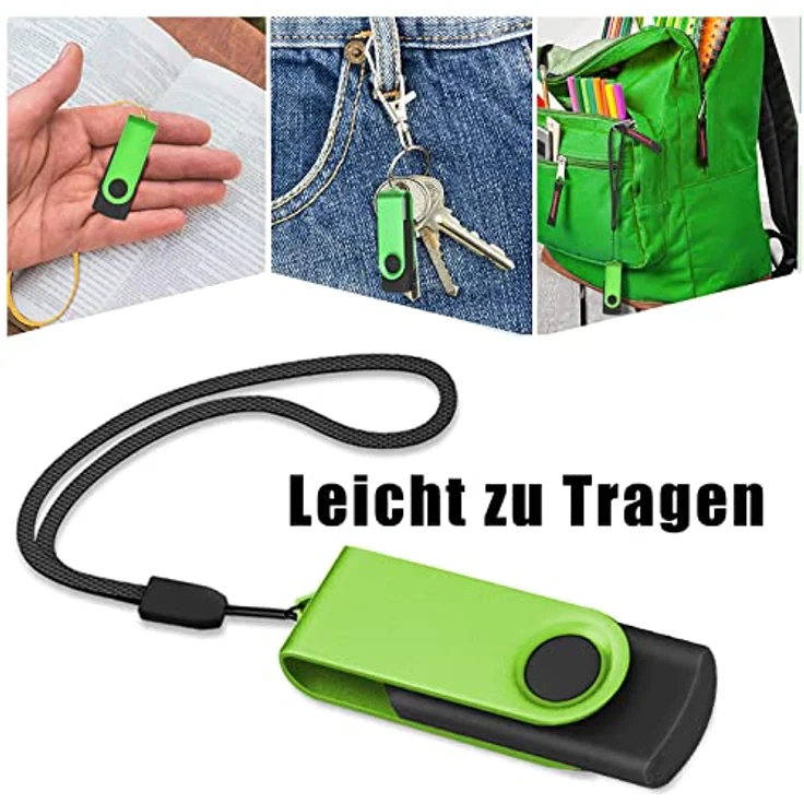 EASTBULL USB Stick 8GB, 5er Pack, faltbarer Speicherstick mit 360º Swivel Design, grün – Bild 5