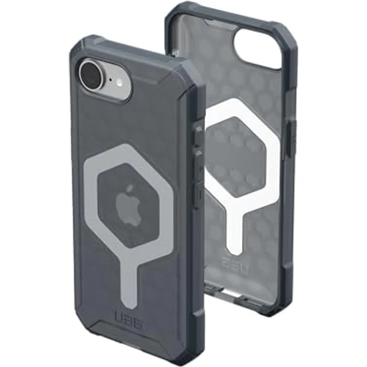 URBAN ARMOR GEAR Essential Armor MS Case für Apple iPhone 16E (Wireless Charging / Magnetisches Laden optimiert, 4,6m Fallschutz) ash (grau transparent) – Bild 1