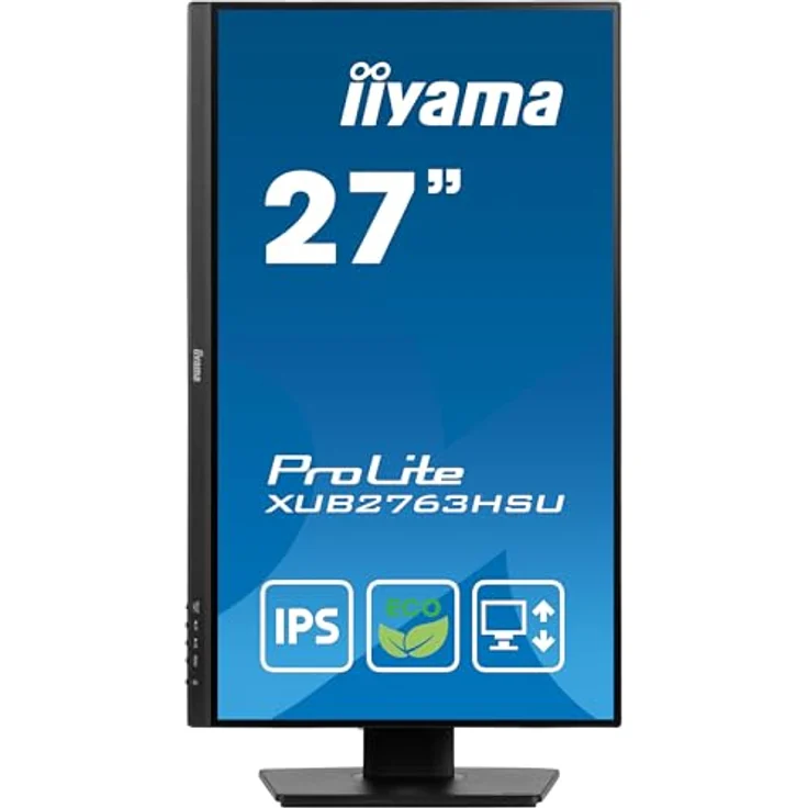 iiyama Prolite XUB2763HSU-B1 68,6cm 27" IPS LED-Monitor Full-HD 100Hz HDMI DP USB3.2 Slim-Line Höhenverstellung Pivot FreeSync Energieklasse B schwarz – Bild 2