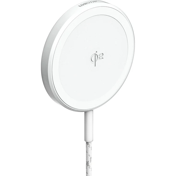Unisynk Magnetic Wireless Charger Qi2, 15W, kabelloser Ladegerät mit 2m Kabel, Weiß