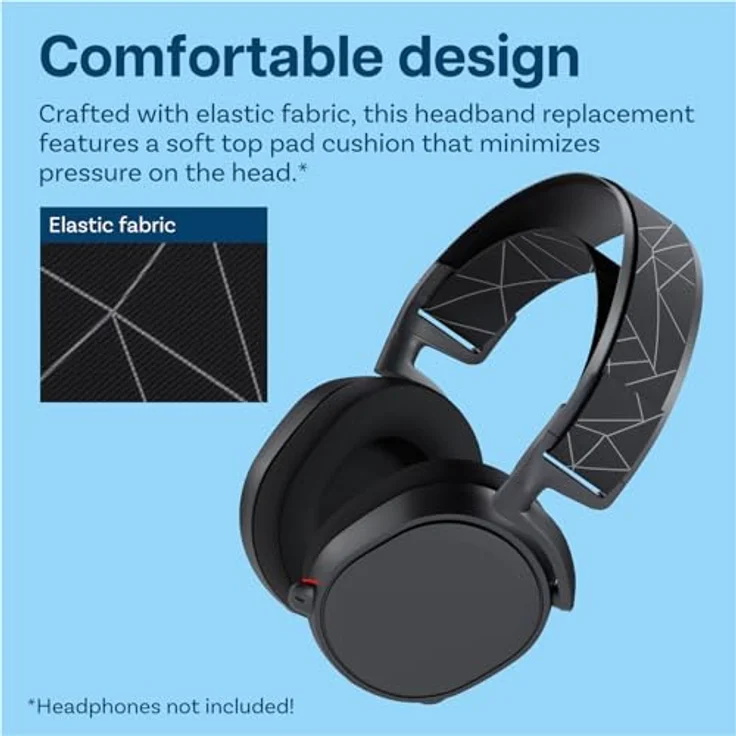 MMOBIEL Stirnband Ersatz für SteelSeries Arctis 7/9/Pro/Prime, elastisches Stoff-Kopfbandpolster in Schwarz mit grauem Muster, komfortabel und langlebig – Bild 3