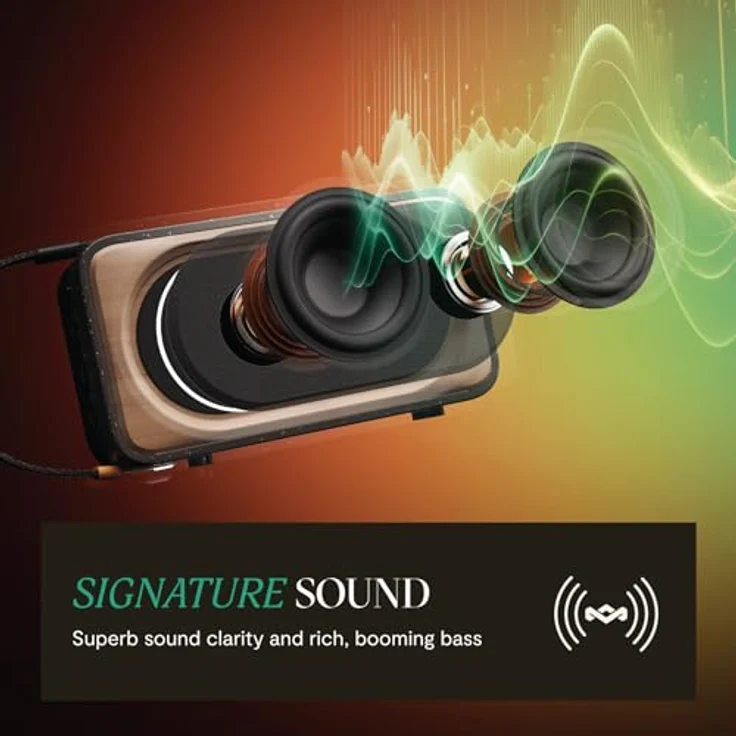 Marley Roots Solar Bluetooth Lautsprecher - Kleine tragbare Solar Lautsprecher Bluetooth Box für Reisen & Outdoor, IP67 wasserdicht, 14 Std. Spielzeit - Mini Lautsprecher für Handy, Schwarz – Bild 3