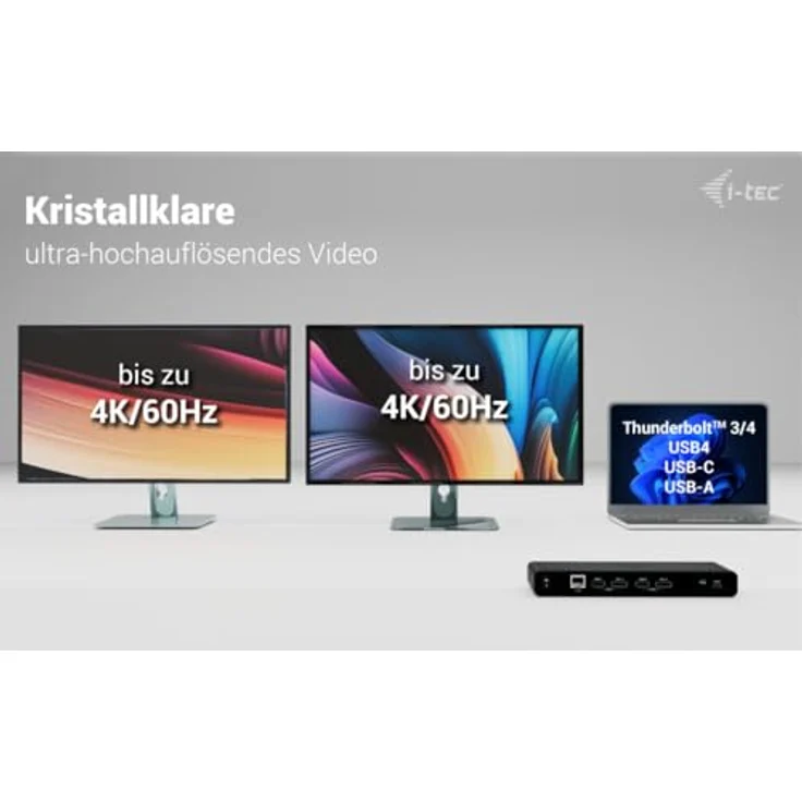 i-tec Universelle Dockingstation Dual 4K Display - 2X DisplayPort und 2X HDMI, 5X USB-Anschlüsse, in Schwarz – Bild 5
