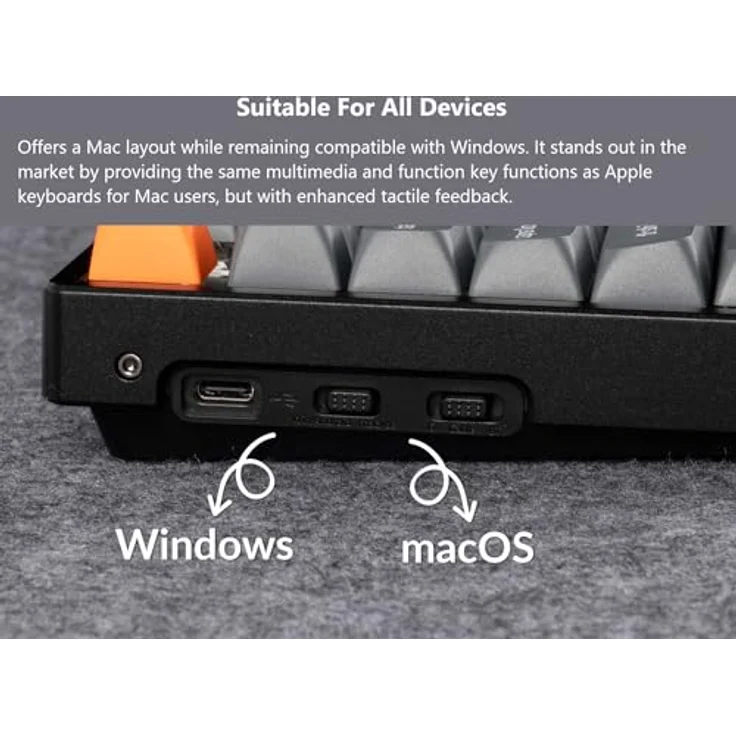 Keychron K8 Max Custom Wireless Mechanische Tastatur 2.4 GHz/Bluetooth/USB-C, Hot-swap, RGB, Aluminiumrahmen, QMK/VIA Programmierbare Makros, PBT Keycaps, für Mac Windows, Super Red Switch, QWERTY US, Aluminium – Bild 2