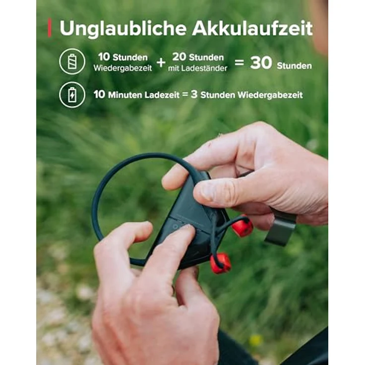 SUUNTO Wing Open-Ear Knochenschall Kopfhörer, Bluetooth Kabellos Sport Kopfhörer, Kopfbewegungssteuerung, Eingebaute HD Mikrofon, IP67 Verschleißfest, Sicherheitsleuchten, bis zu 30 Std Akkulaufzeit – Bild 5
