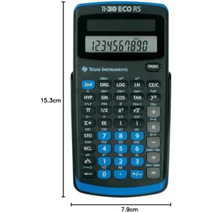 Texas Instruments TI 30 ECO RS Taschenrechner (10-stellige Display, solarbetrieben, Blauer Engel) hellblau-schwarz – Bild 3