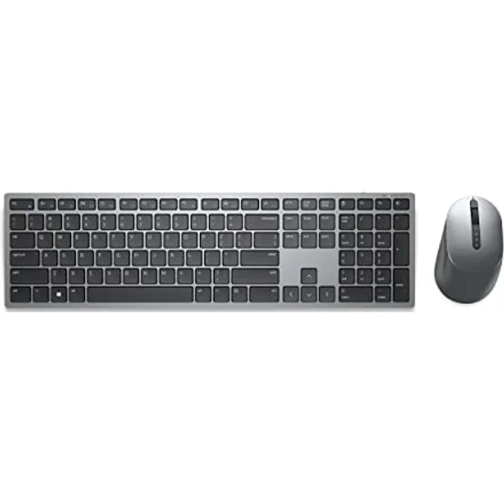 Dell KM7321W Kabellose Tastatur und Maus für UK-Multigeräte (QWERTY), 2,4 GHz, Bluetooth 5.0, 128 Bit AES-Verschlüsselung, 4000 DPI, Grau