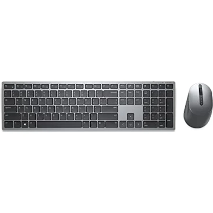 Dell KM7321W Kabellose Tastatur und Maus für UK-Multigeräte (QWERTY), 2,4 GHz, Bluetooth 5.0, 128 Bit AES-Verschlüsselung, 4000 DPI, Grau – Bild 1