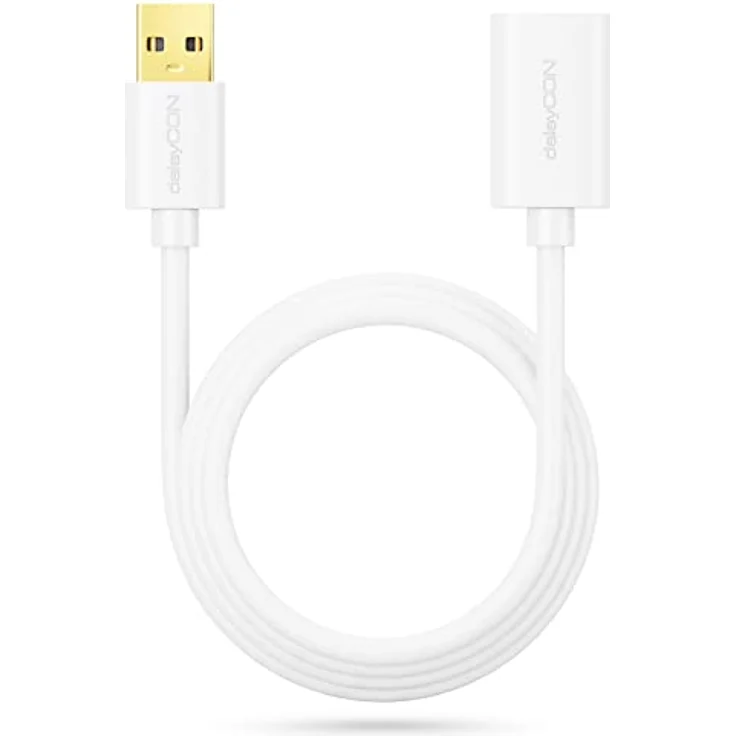 deleyCON 5m USB 2.0 Verlängerungskabel, USB-A auf USB-A, Hochgeschwindigkeit bis 480 Mbps, Weiß – Bild 5