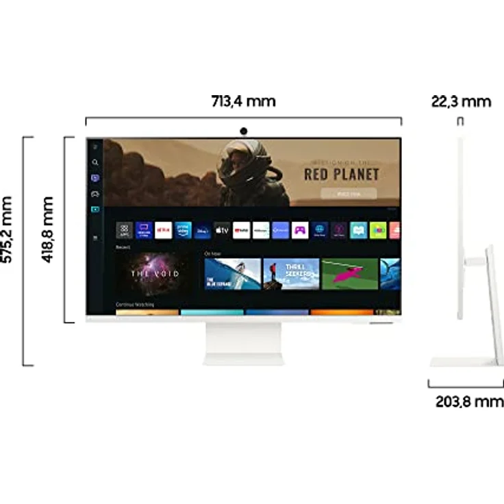 Samsung M8 Smart Monitor S32BM801UU, 32 Zoll, VA-Panel, Bildschirm mit Lautsprechern, 4K UHD-Auflösung, Bildwiederholrate 60 Hz, 3-seitig fast rahmenloses Design, inkl. Fernbedienung und Webcam, Weiß – Bild 2