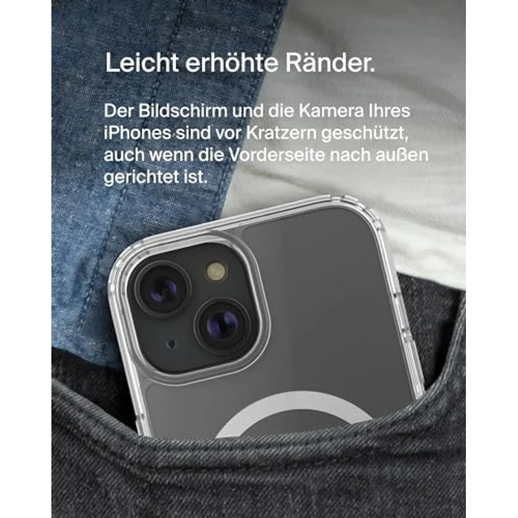 Belkin SheerForce antimikrobielle, mit MagSafe kompatible Handyhülle für iPhone 15, durchsichtige iPhone 15 Hülle mit integrierten Magneten und erhöhten Rändern zum Schutz des Displays und der Kamera – Bild 4