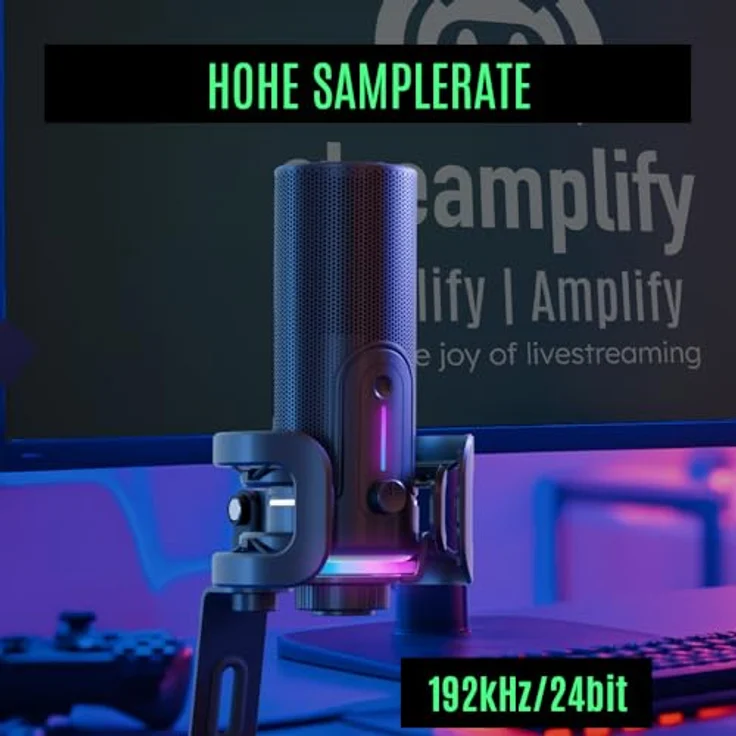 Streamplify MIC PRO, Kondensatormikrofon mit 192 KHz/24-Bit Sampling-Rate, 4 einstellbare Richtcharakteristika, RGB-Beleuchtung, inkl. Tischstativ – Bild 5